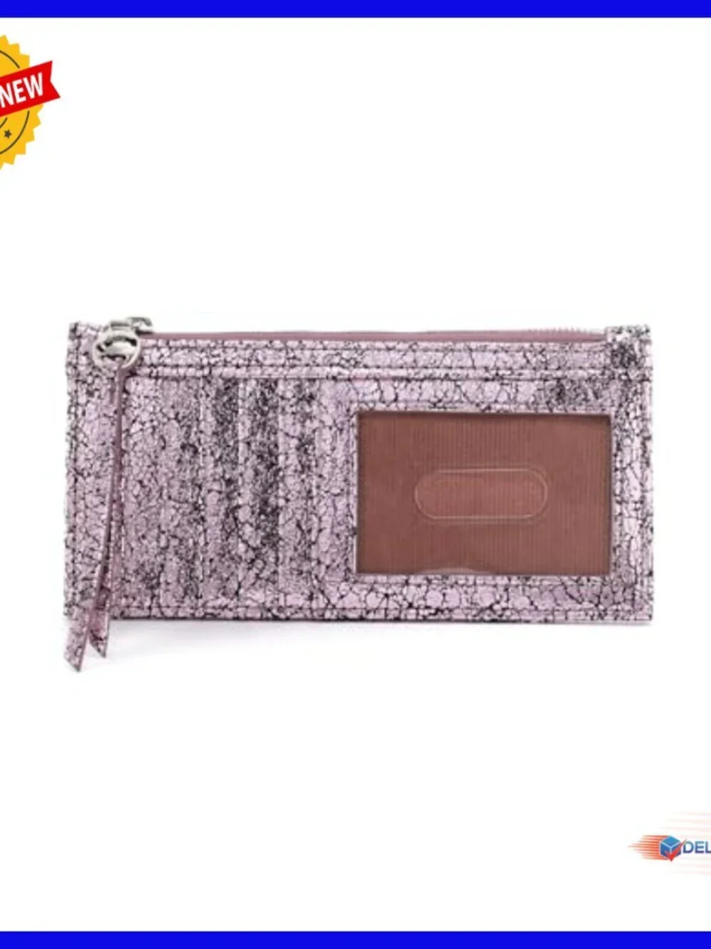 Genuine Leather Slim Card Case with 11 Slots and Zipper Closure